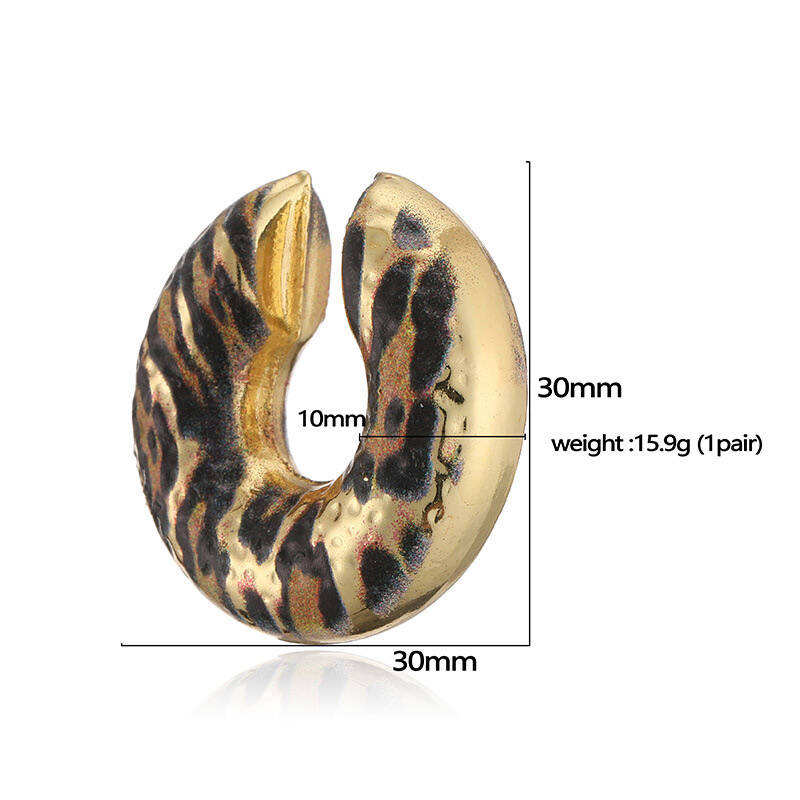 Leopard Gold Plated Enamel Alloy Ear Cuff Earrings For Women Bulk