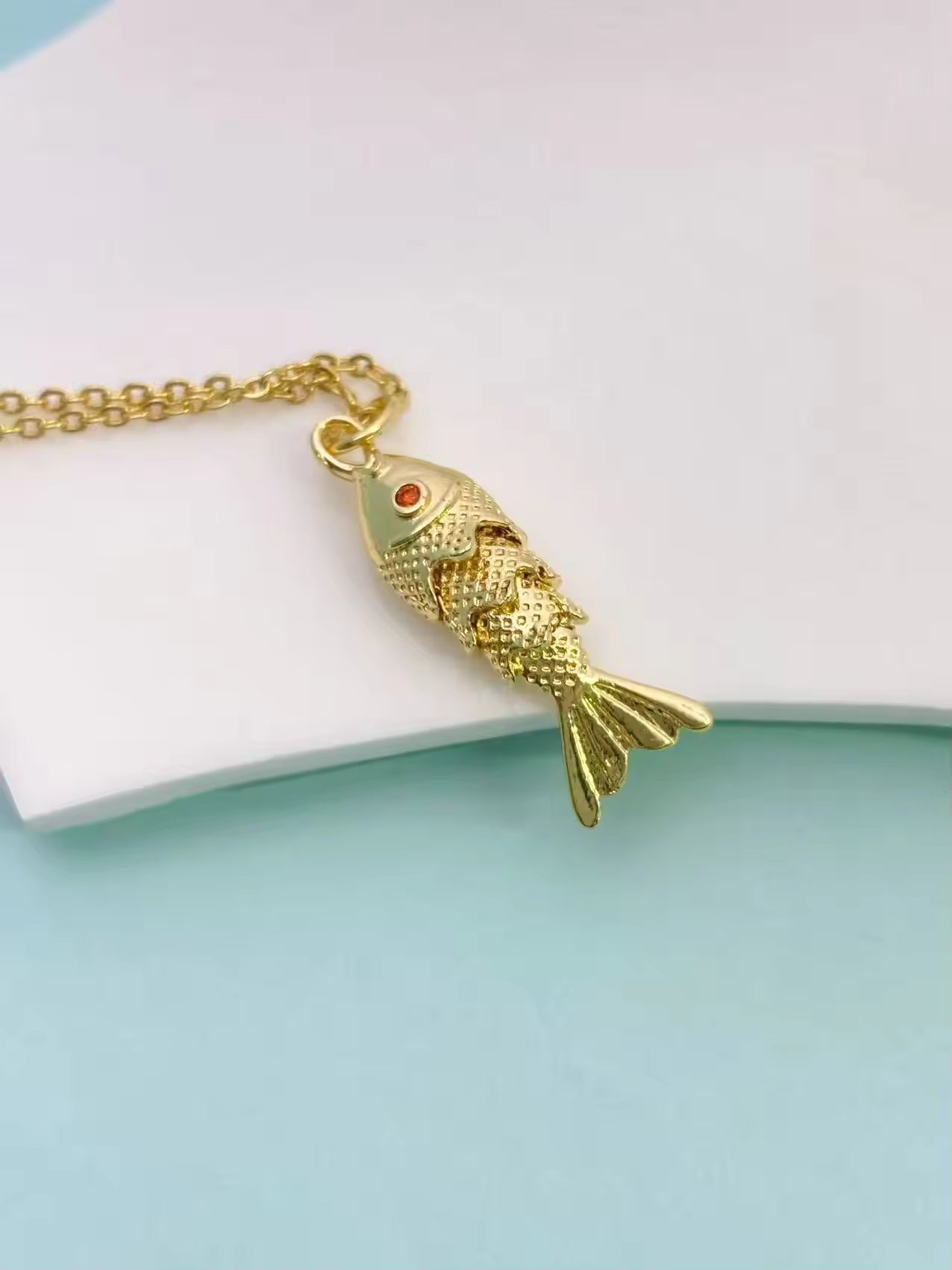 Multi Color Fish Gold Plated Enamel Copper Pendant Chain Women Bulk