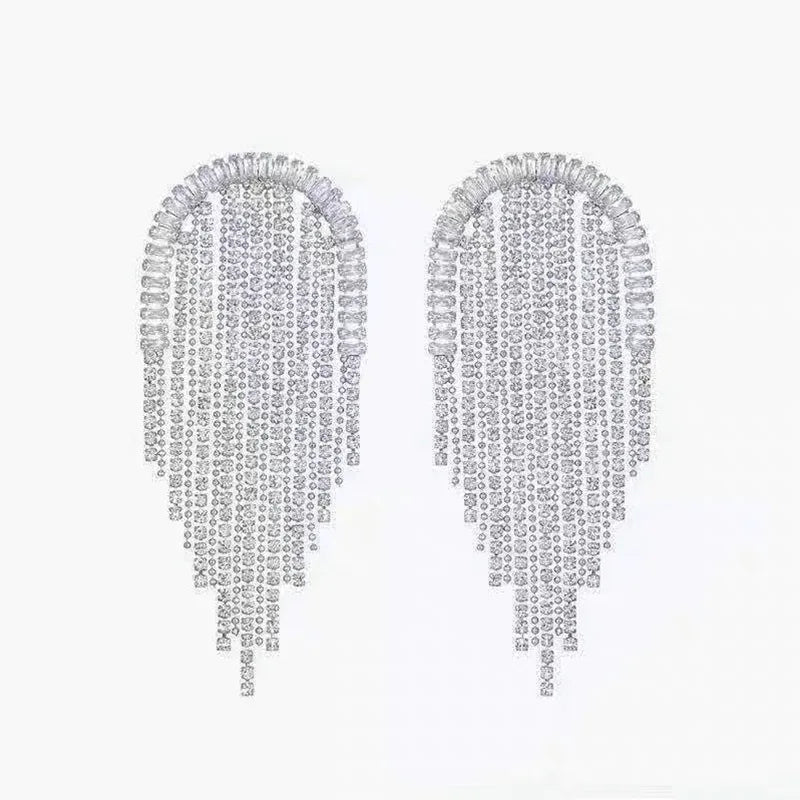 Wholesale Silver Plated CZ Multi-Layer Dangler Earrings for Women Secondary image