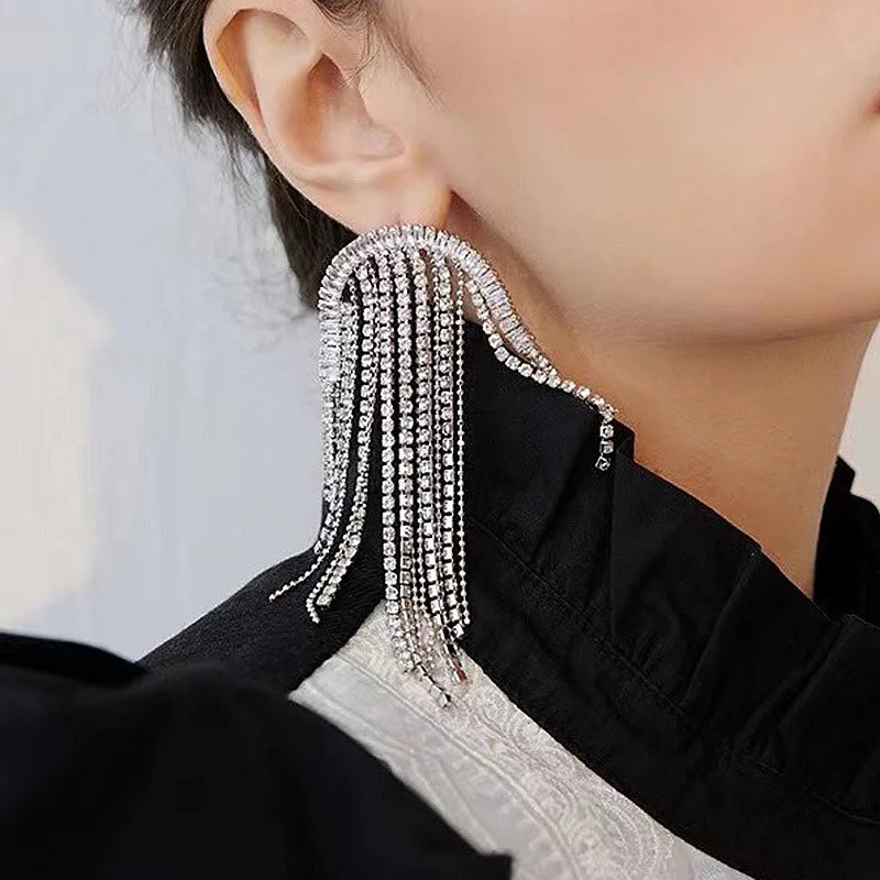 Wholesale Silver Plated CZ Multi-Layer Dangler Earrings for Women