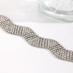 Wave Gold Silver Crystal Rhinestone Adjustable Choker Necklace Bulk