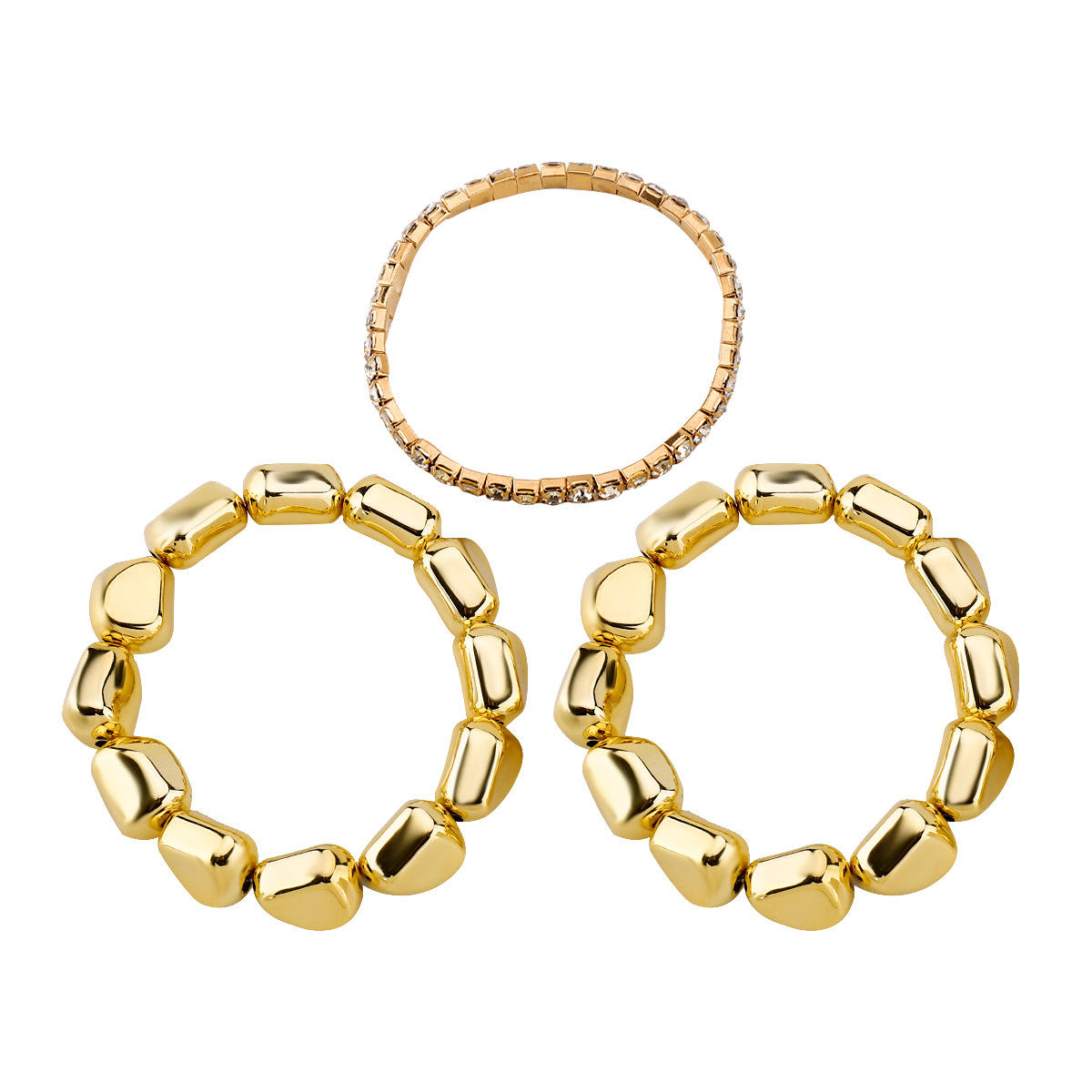 Pebble Glossy 18K Gold Cubic Zirconia Layer Bracelet For Women Bulk