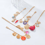 Heart Sun Pearl Enamel Gold Multilayer Charm Bracelet Pack Of 3 Bulk
