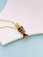 Multi Color Fish Gold Plated Enamel Copper Pendant Chain Women Bulk
