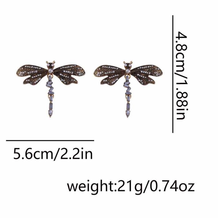 Butterfly 18K Gold Black CZ Anti Tarnish Dangler Earrings Bulk