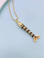 Multi Color Fishbone Gold Plated Enamel Copper Pendant Chain For Women Bulk