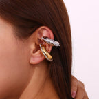 Chunky 18K Gold Silver Cubic Zirconia Stainless Steel Anti Tarnish Ear Cuff Earring For Women