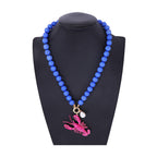 Lobster Pink Blue Beads Pearl Acrylic Necklace For Women Bulk
