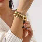 Pebble Glossy 18K Gold Cubic Zirconia Layer Bracelet For Women Bulk