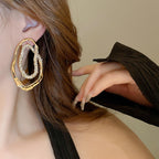 Two Tone 18K Gold Cubic Zirconia Anti Tarnish Dangler Earrings Bulk