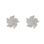 Flower Silver Rhinestone Stud Earring For Women