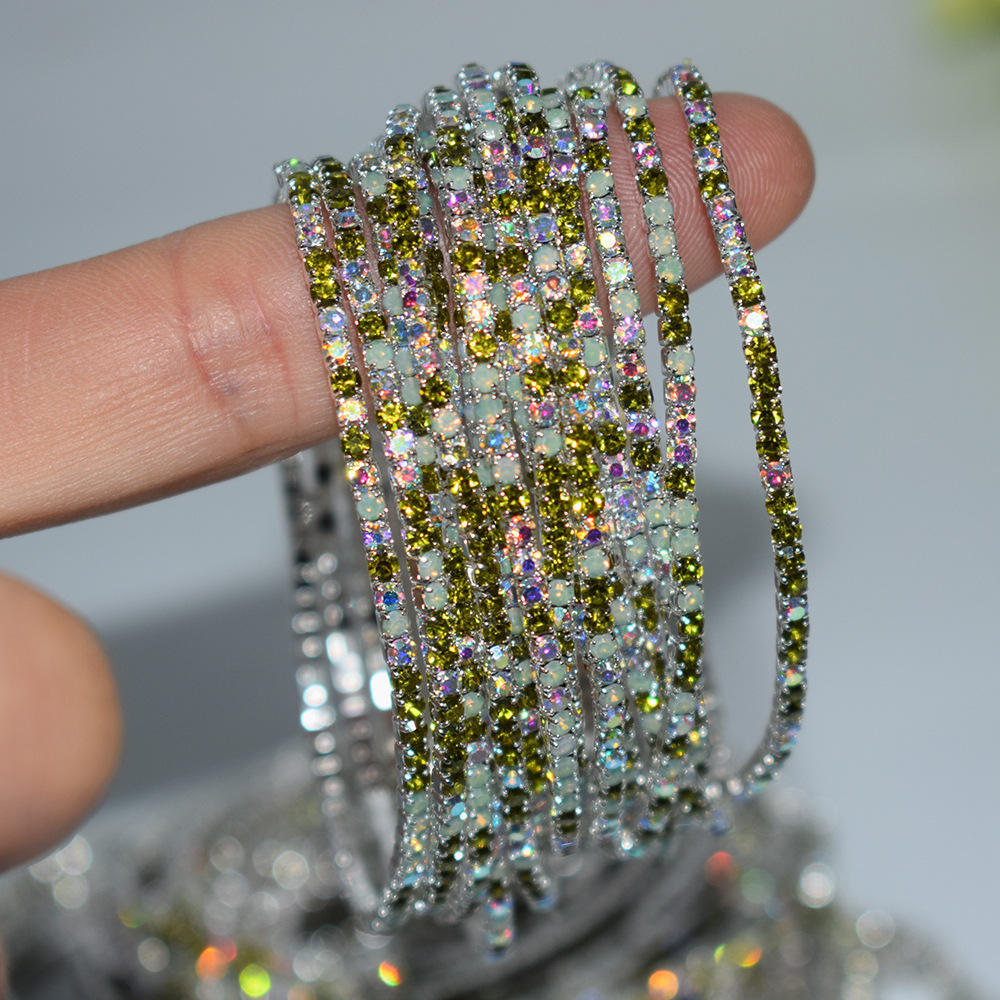 18K Gold Silver Multi Rhinestone Bracelet Bangle Adjustable Women Bulk