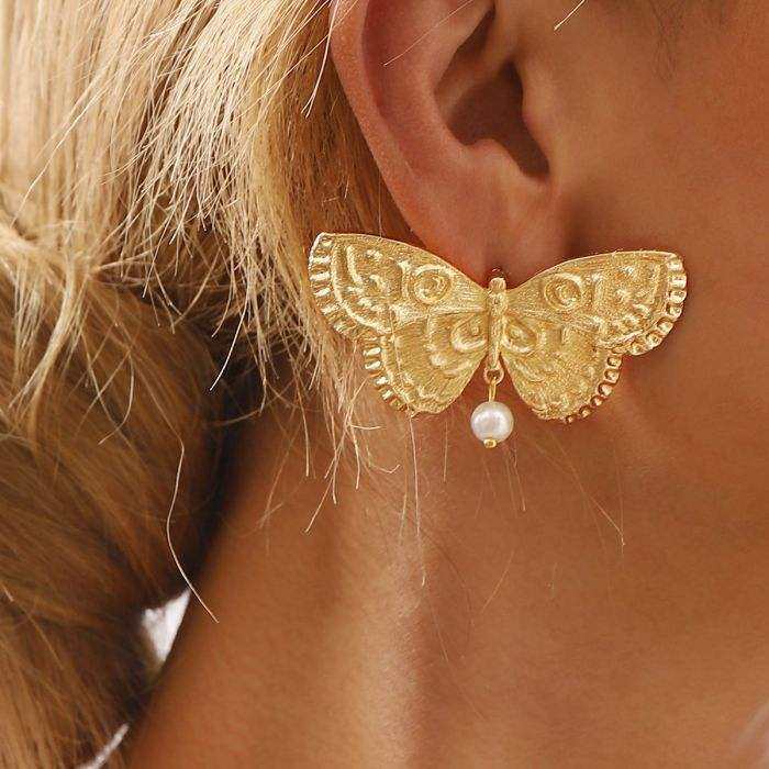 Butterfly 18K Gold Pearl Dangler Earring For Women Bulk