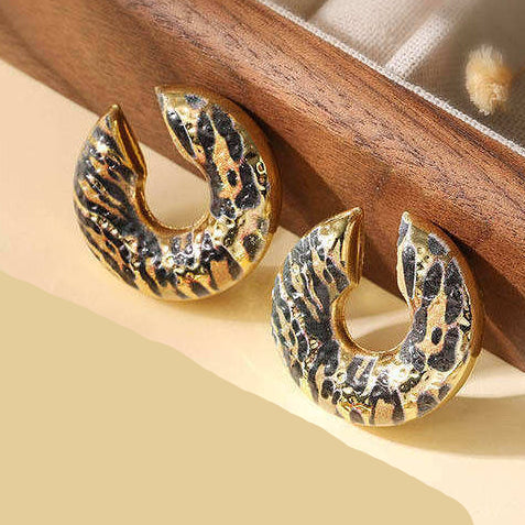 Leopard Gold Plated Enamel Alloy Ear Cuff Earrings For Women Bulk