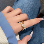 Cubic Zirconia On Surface 18K Gold Anti Tarnish Adjustable Ring Bulk