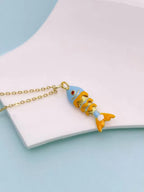 Multi Color Fish Gold Plated Enamel Copper Pendant Chain Women Bulk