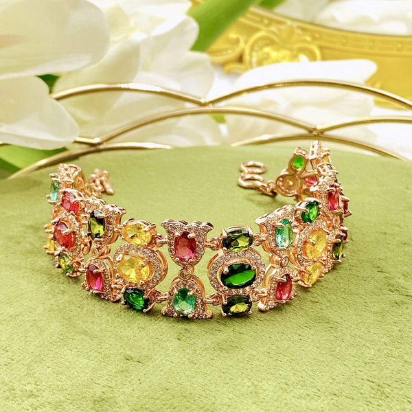 Floral Rose Gold Multi Anti Tarnish Cubic Zirconia Bracelet Ring Bulk Secondary image