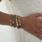 Square Gold CZ Stainless Steel Anti Tarnish Stackable Bracelet Bulk