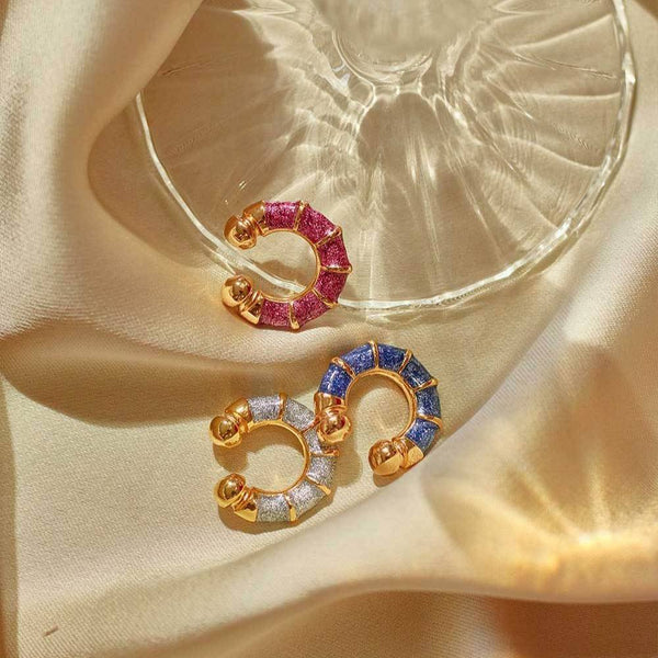 18K Gold Multicolour Enamel Stainless Steel Anti Tarnish Ear Cuff Pack Of 3 Earring For Women Main image