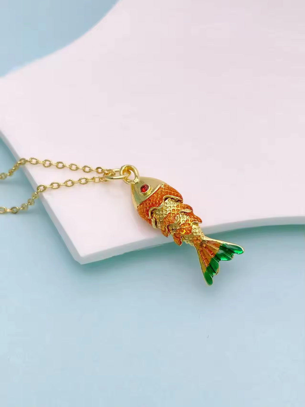 Multi Color Fish Gold Plated Enamel Copper Pendant Chain Women Bulk