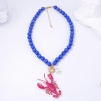 Lobster Pink Blue Beads Pearl Acrylic Necklace For Women Bulk