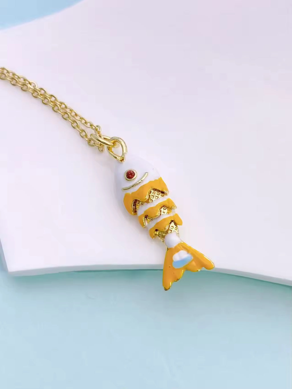 Multi Color Fish Gold Plated Enamel Copper Pendant Chain Women Bulk