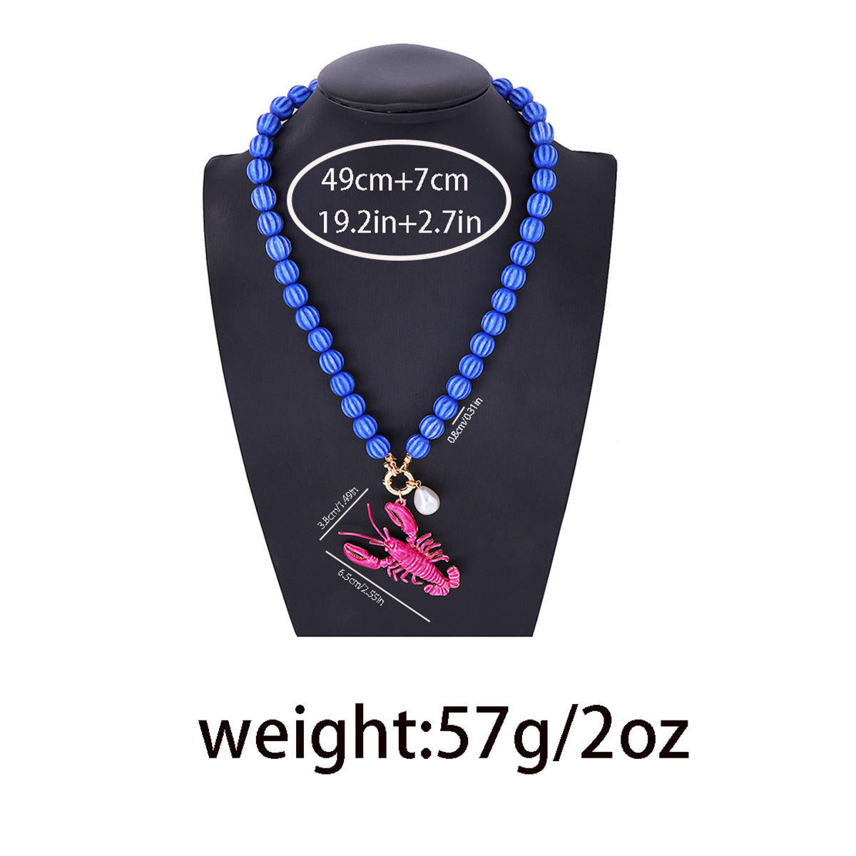 Lobster Pink Blue Beads Pearl Acrylic Necklace For Women Bulk