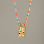Rainbow CZ Enamel Gold Multi Thread Anti Tarnish Necklace Pendant Bulk