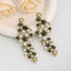 Floral Crystal White Antique Gold Statement Dangler Earring Women Bulk