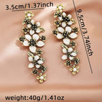 Floral Crystal White Antique Gold Statement Dangler Earring Women Bulk