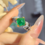 Leopard Silver Emerald Green CZ Crystal Anti Tarnish Ring Bulk