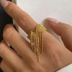 Ball Chain Surface Gold Silver Stainless Steel Adjustable Ring Bulk
