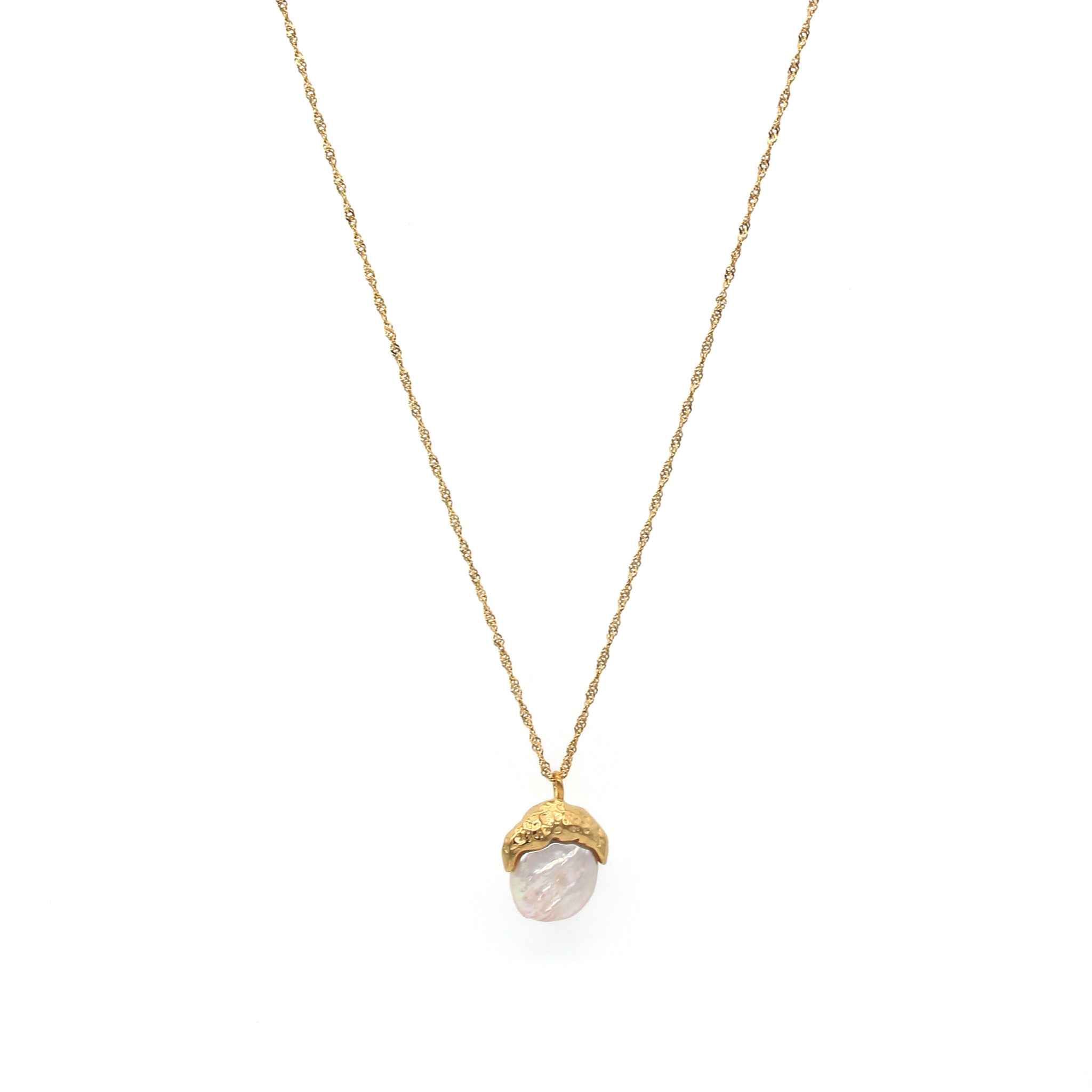 Luxe Mother Of Pearl White 18K Gold Stainless Steel Anti Tarnish Necklace For Women