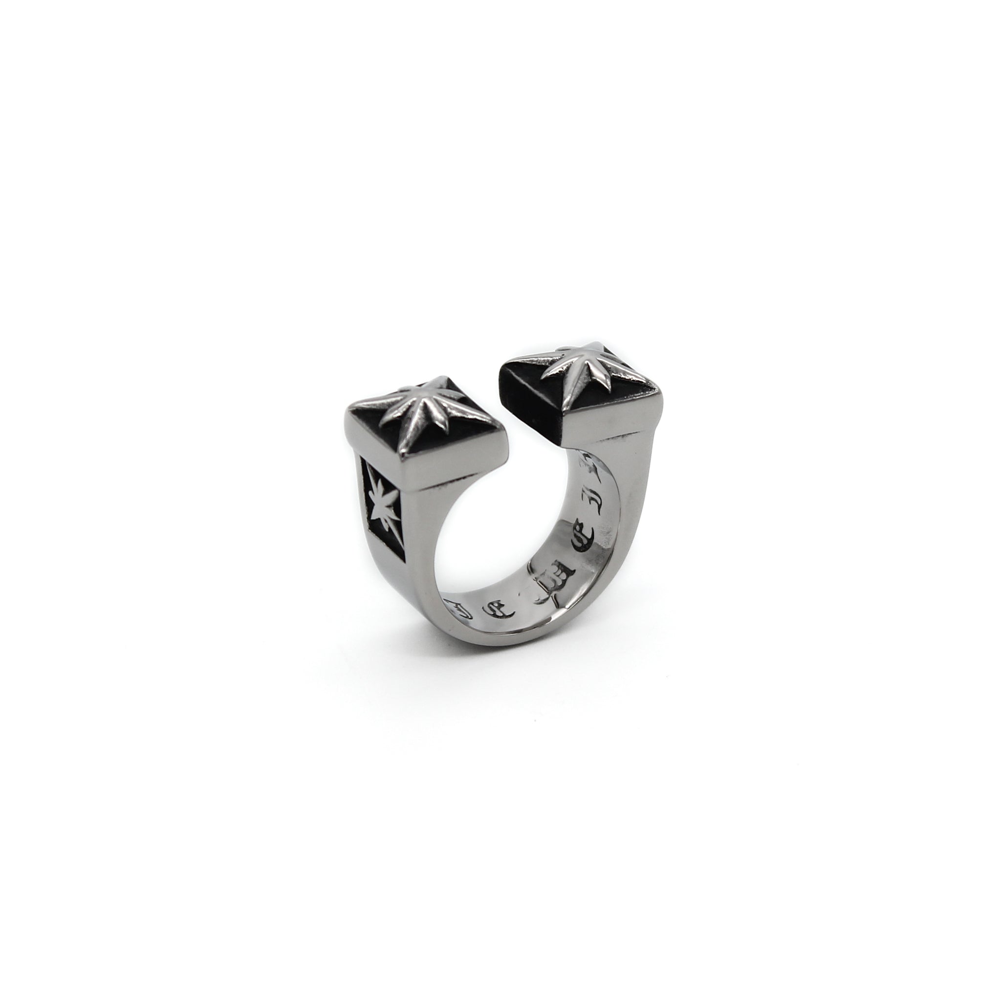 Vintage Oxidized square Star Black Stainless Steel Anti Tarnish Ring For Women Secondary image