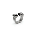Vintage Oxidized square Star Black Stainless Steel Anti Tarnish Ring For Women