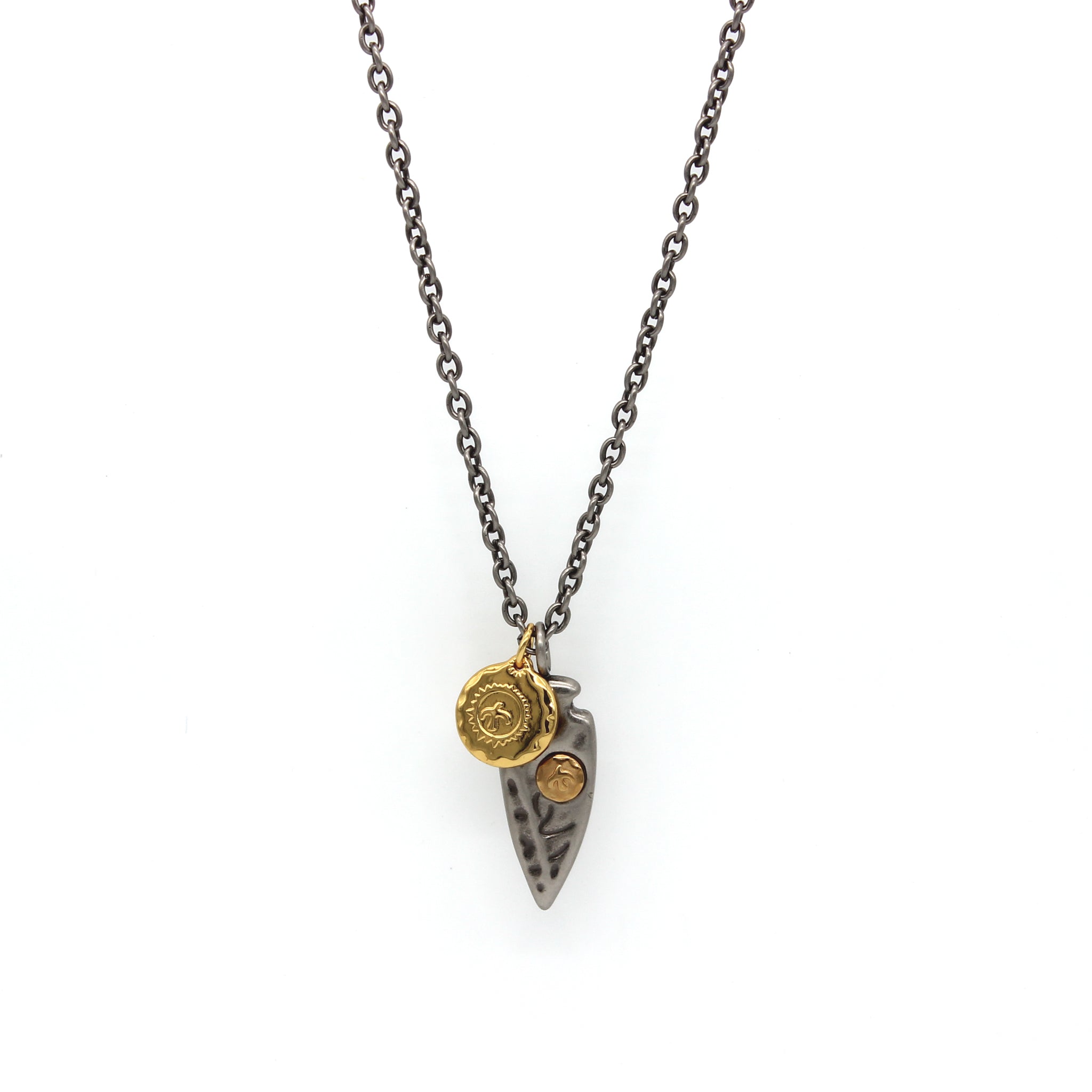 Knife Black 18K Gold Stainless Steel Anti Tarnish Necklace Pendant Chain For Men