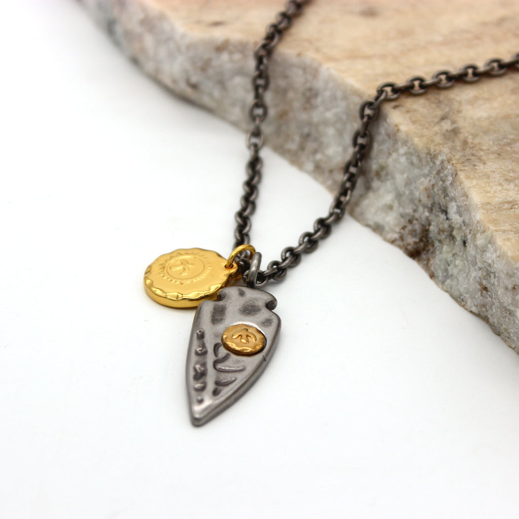 Knife Black 18K Gold Stainless Steel Anti Tarnish Necklace Pendant Chain For Men