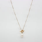 Toggle Pearl White 18K Gold Stainless Steel Anti Tarnish Necklace Bulk