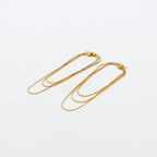 Snake Chain Layer 18K Gold Stainless Steel Anti Tarnish Dangler Tassel Earring For Women