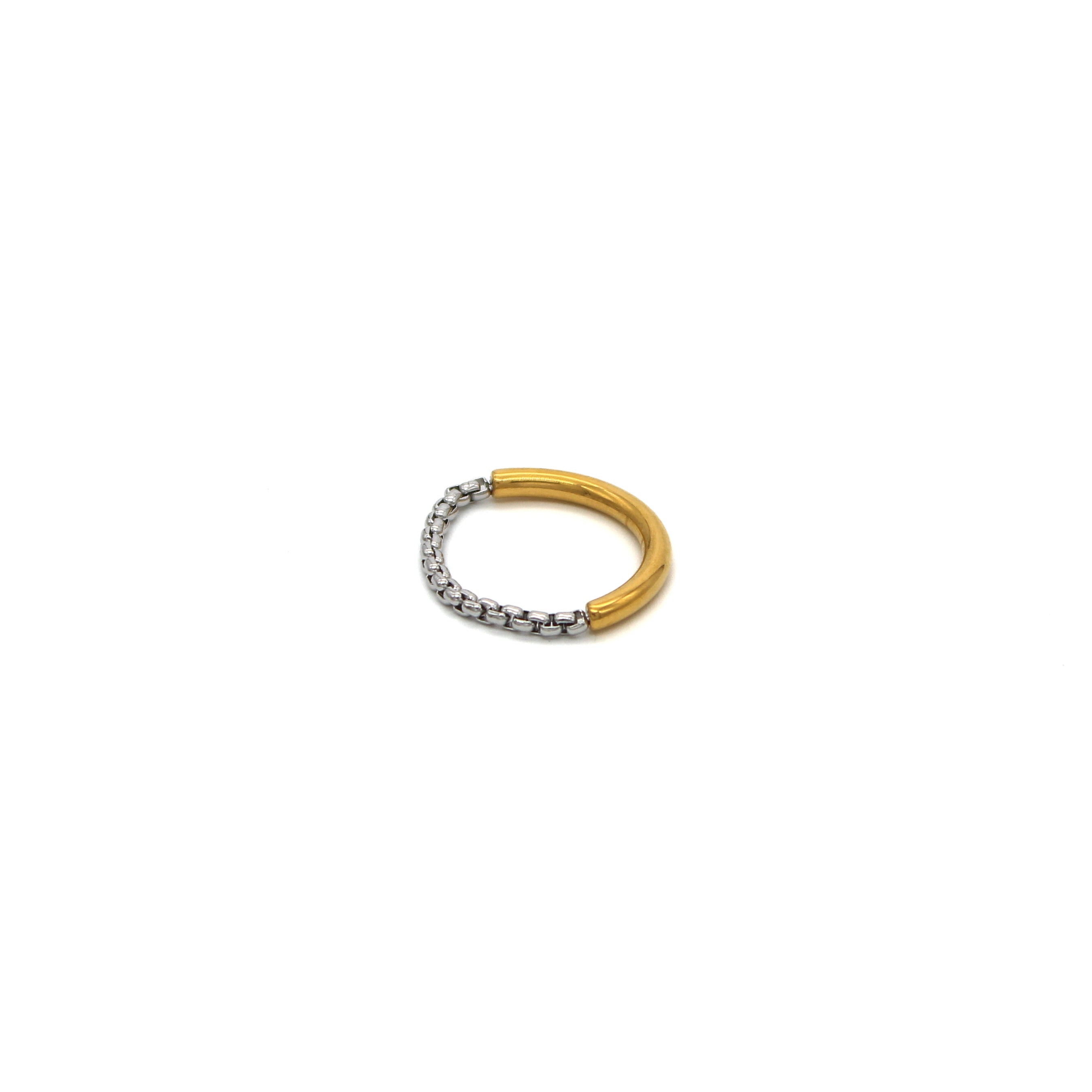 Half Chain 18K Gold Silver Stainless Steel Anti Tarnish Ring Bulk