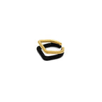 Dual Square Black 18K Gold Stainless Steel Anti Tarnish Ring Bulk