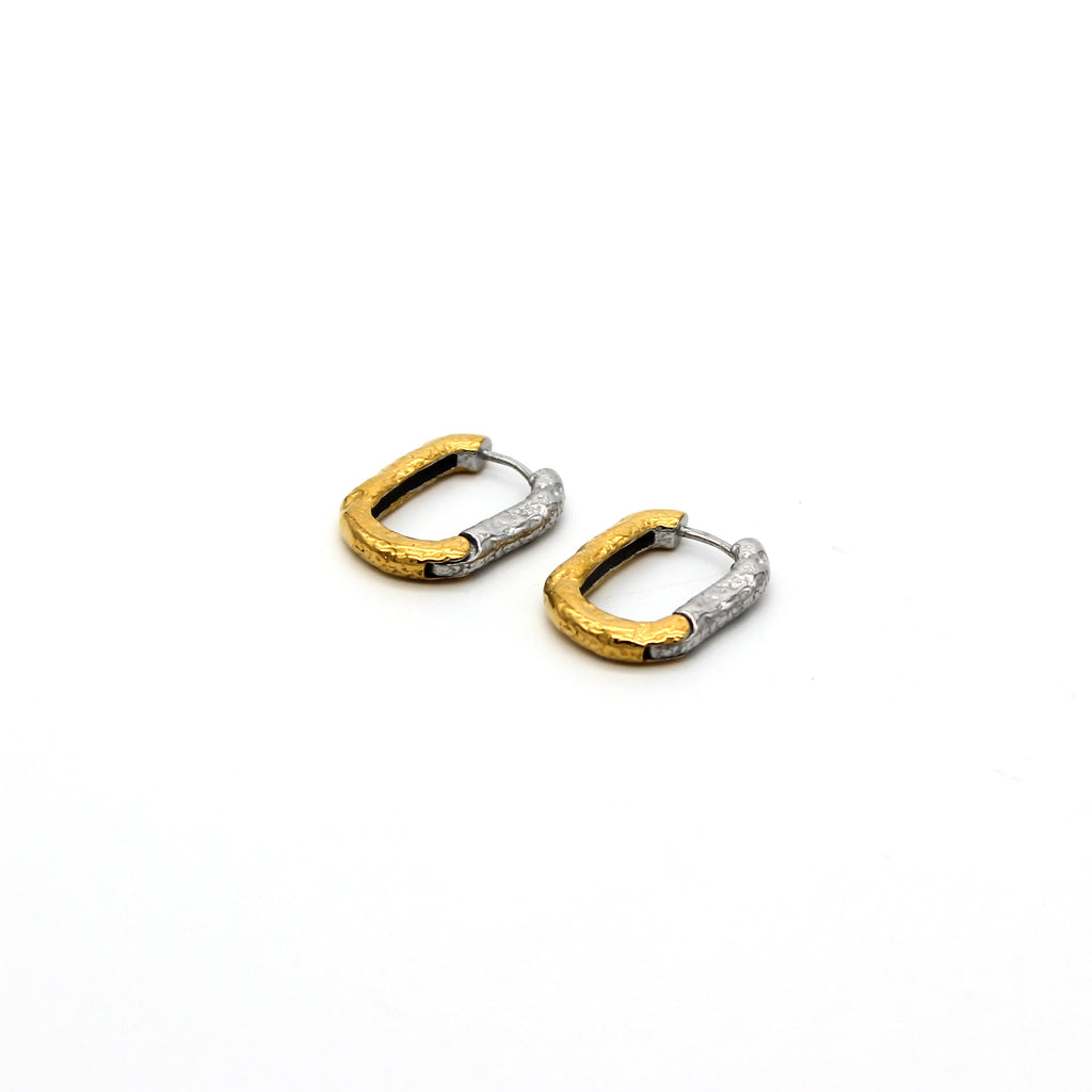 Two Tone Gold Silver Stainless Steel Anti Tarnish Hoop Earring Bulk