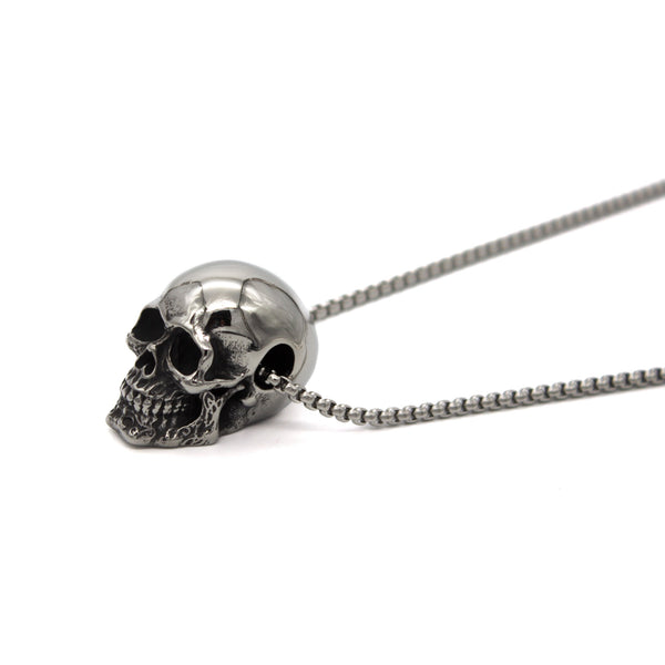 Skull Head Silver Stainless Steel Anti Tarnish Necklace Pendant Chain For Women Secondary image