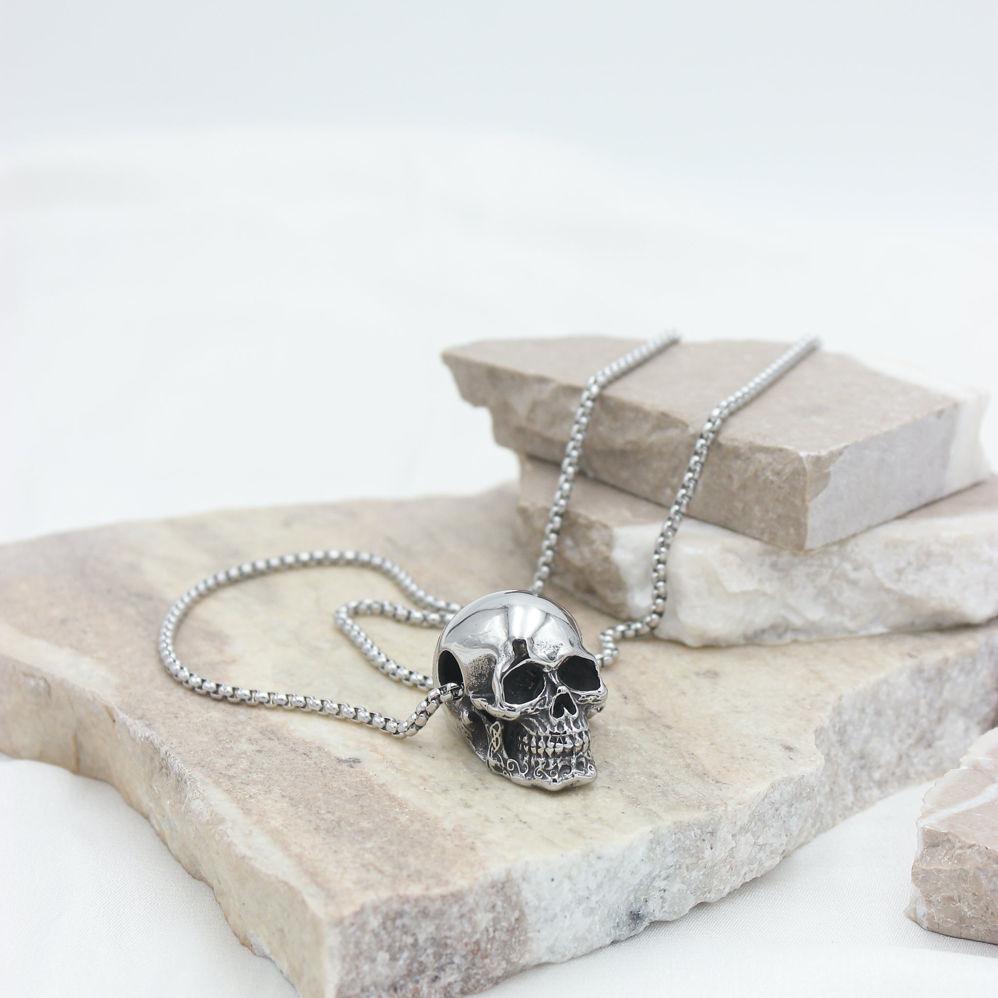 Skull Head Silver Stainless Steel Anti Tarnish Necklace Pendant Chain For Women Main image