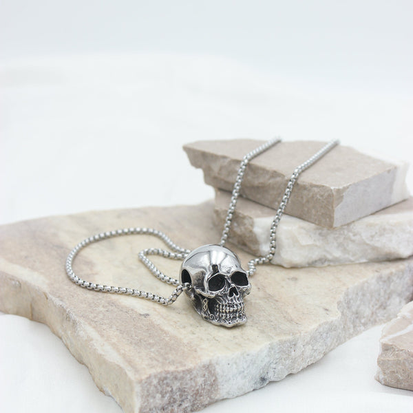 Skull Head Silver Stainless Steel Anti Tarnish Necklace Pendant Chain For Women Main image