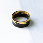Waves Black 18K Gold Stainless Steel Anti Tarnish Band Ring Women Bulk
