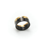 Waves Black 18K Gold Stainless Steel Anti Tarnish Band Ring Women Bulk