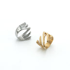 Square 18K Gold Silver Stainless Steel Anti Tarnish Combo Set Of 2 Ring For Women