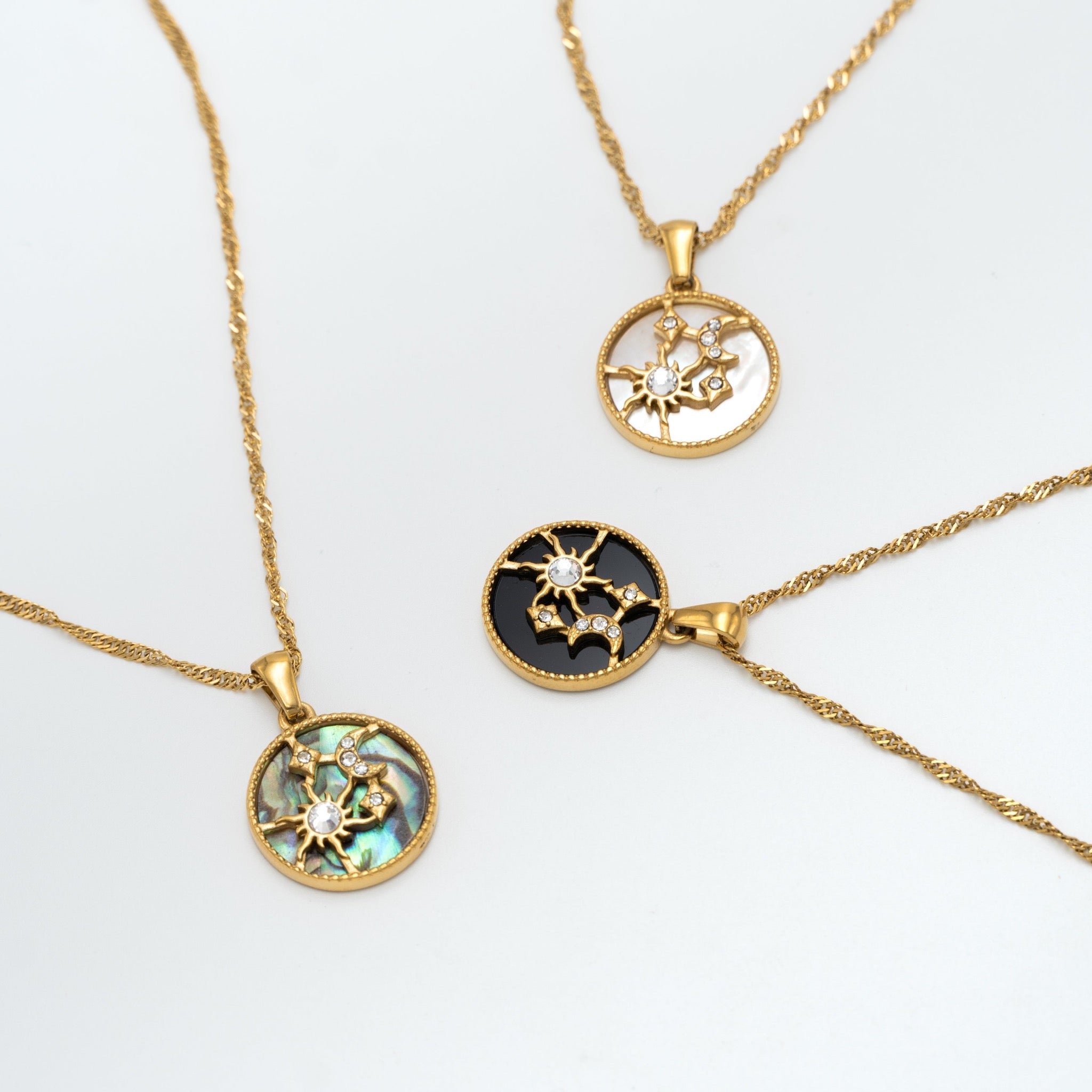 Moon Star Cubic Zirconia Black 18K Gold Stainless Steel Anti Tarnish Necklace Pendant Chain For Women Main image