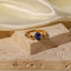 Lapis Stone Blue 18K Gold Stainless Steel Anti Tarnish Ring Women Bulk